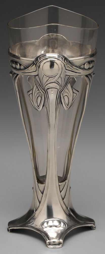 Appraisal: Silver-Plated Art Nouveau Vase probably German th century Art Nouveau