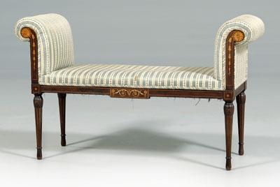 Appraisal: Adam style inlaid window bench mahogany with bellflower and fan