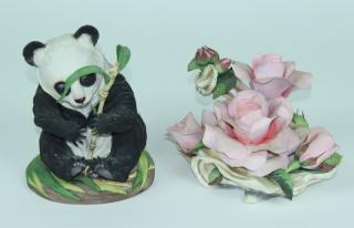 Appraisal: BOEHM PORCELAIN PANDA AND FLOWERS Boehm porcelain panda and flowers