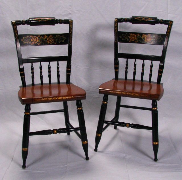 Appraisal: Pair of Hitchcock side chairs black and natural with wood