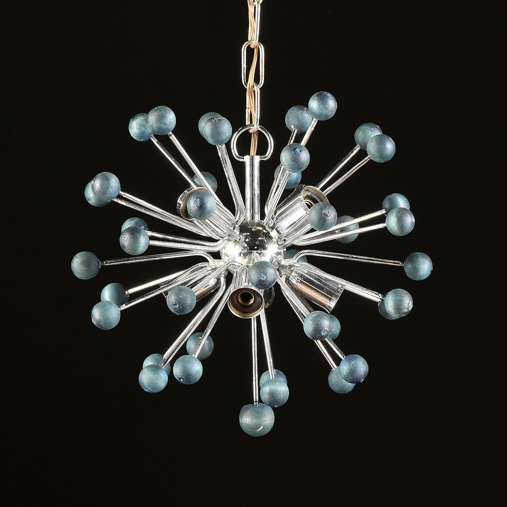 Appraisal: A SPUTNIK STYLE CHROMED METAL EIGHT LIGHT PENDANT HANGING LIGHT