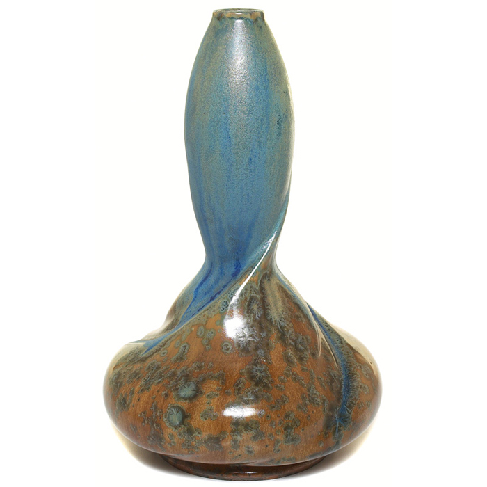 Appraisal: Exceptional Pierrefonds vase unusual twisted double gourd shape covered with