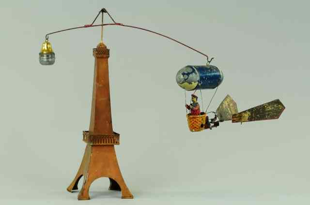 Appraisal: MAN IN FLYING DIRIGIBLE TOY GO-AROUND Muller and Kadeder Germany