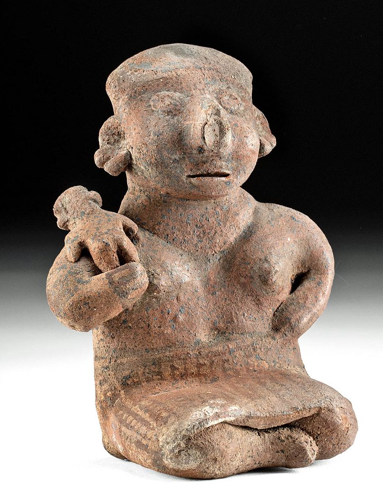 Appraisal: Nayarit Pottery Seated Mother and Child Pre-Columbian West Mexico Nayarit