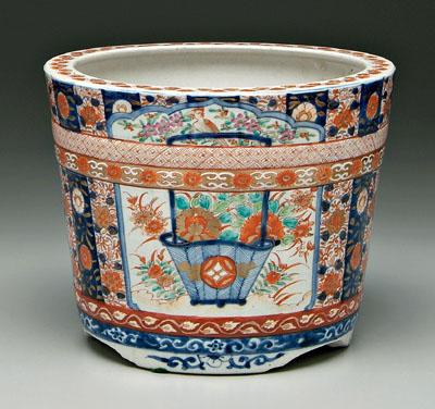 Appraisal: Japanese Imari planter reeded body with double band cartouches of