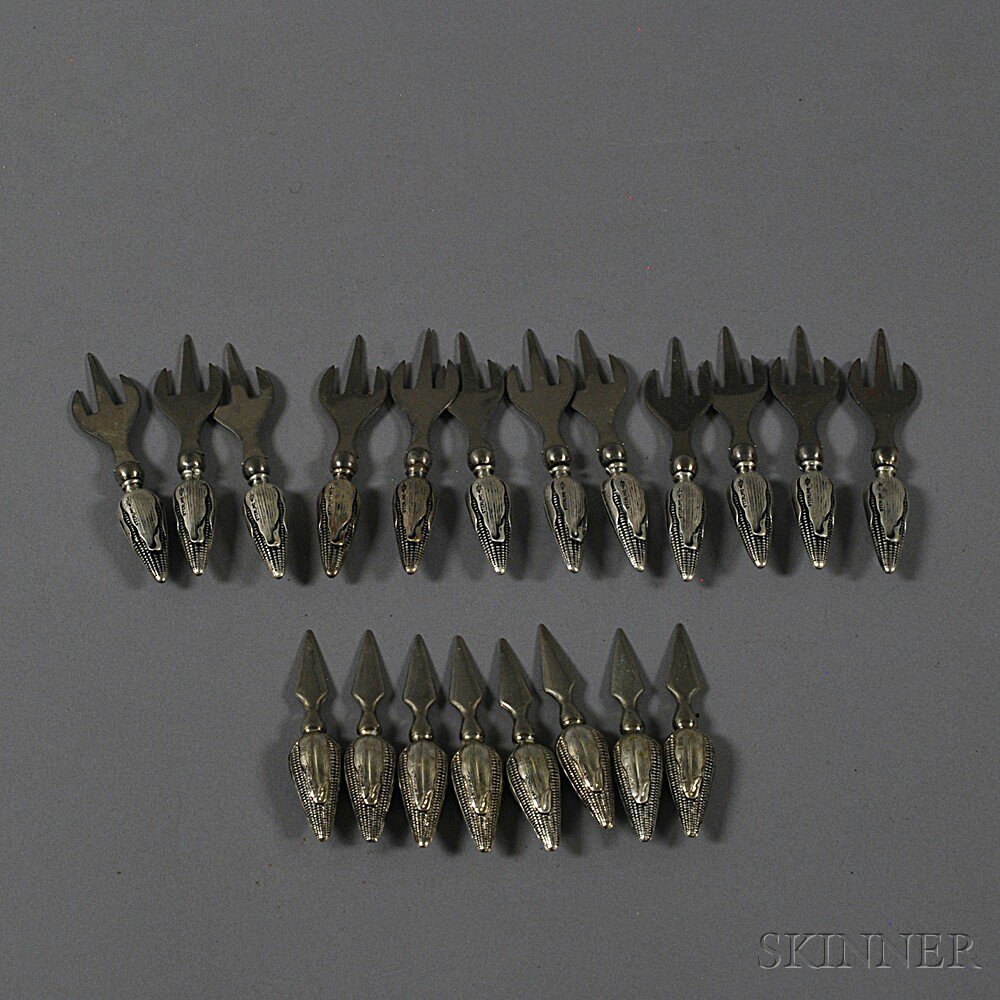 Appraisal: Set of Twenty Sterling Silver-handled Corn Holders twelve Webster forks