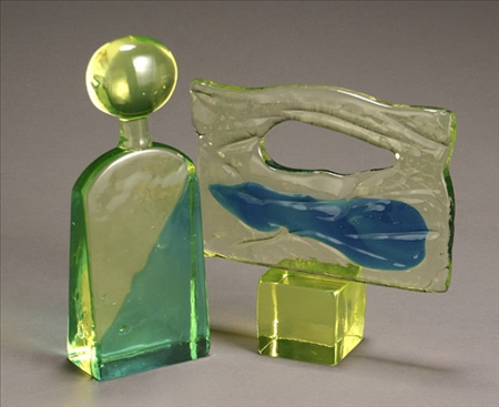 Appraisal: Two Murano Glass Abstract Sculptures Possibly Salviati Circa Each composed