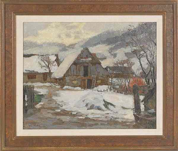 Appraisal: Wilhelm Volz German - oil on board landscape signed lower