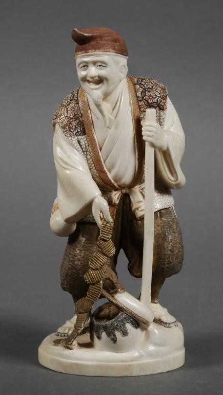 Appraisal: Finely carved ivory figure of an Chinese farmer with a