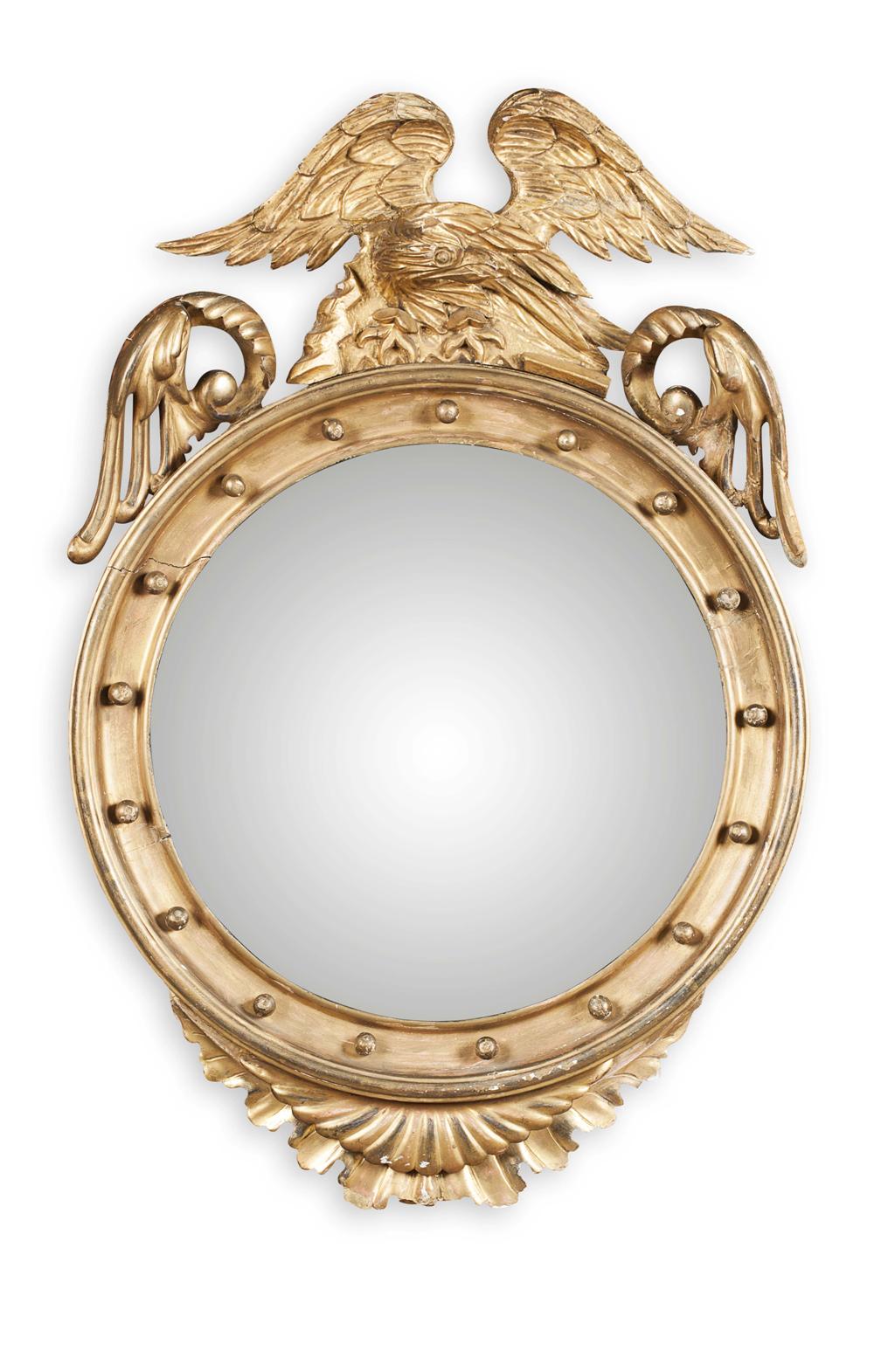 Appraisal: REGENCY GILT AND GESSO CONVEX MIRROR EARLY TH CENTURY the