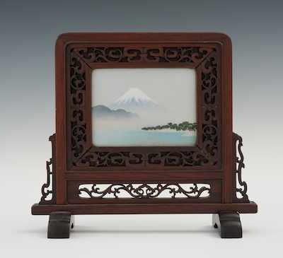 Appraisal: A Framed Cloisonne Plaque of Miho Bay in Suruga Possibly