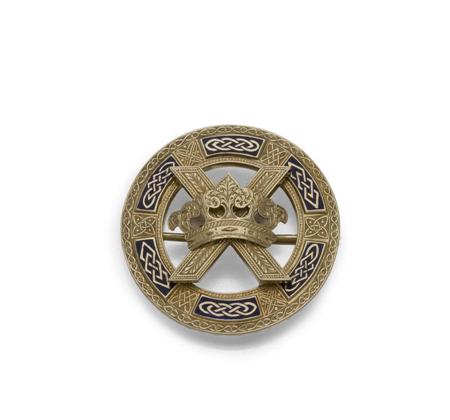 Appraisal: An enamelled gold Scottish brooch of circular outline with finely