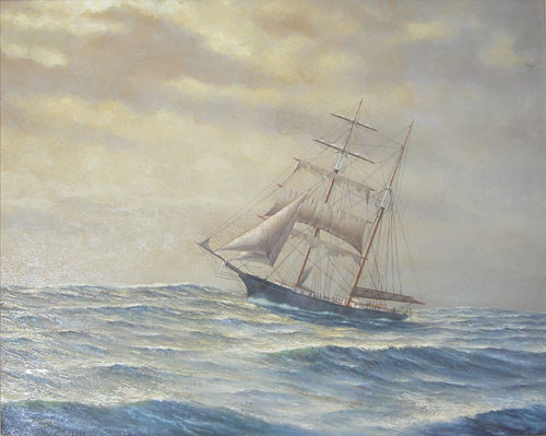 Appraisal: Brigantine Mary Celeste Greene Mark x inches Oil on Canvas