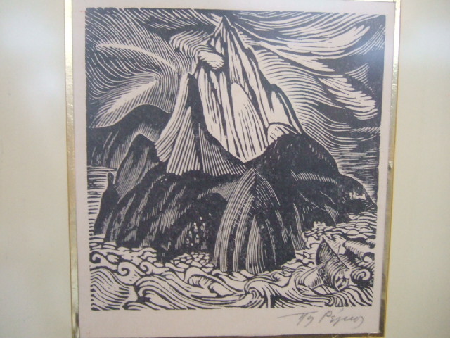 Appraisal: Polykleitos Regos Greek - View of a mountain woodcut print