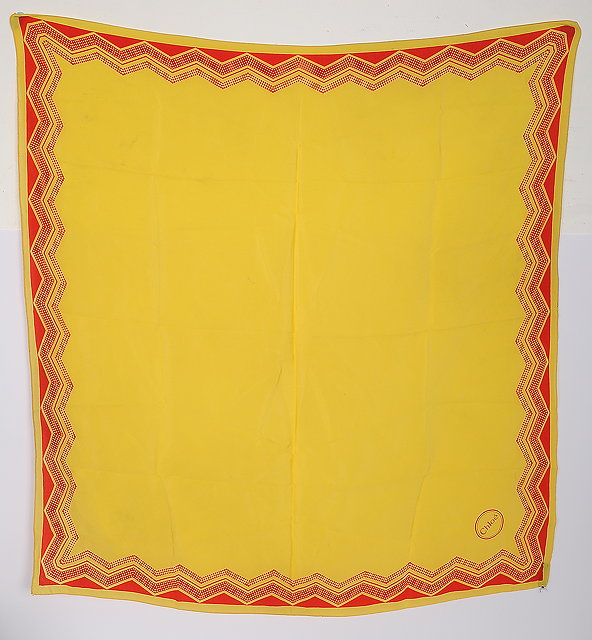 Appraisal: A vintage yellow silk Chlo scarf with jagged red stripe