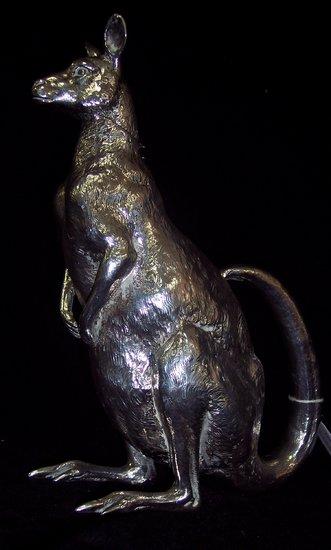 Appraisal: A silver ewer naturalistically modelled as a kangaroo with hinged