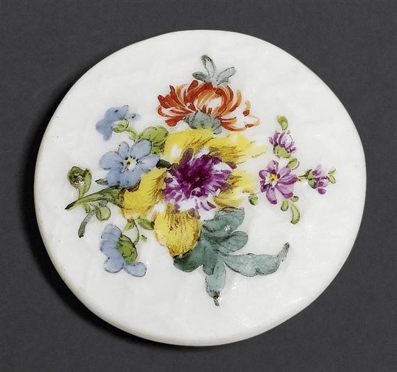 Appraisal: DECORATIVE BUTTON WITH FLORAL PAINTING ZURICH CIRCA D cm