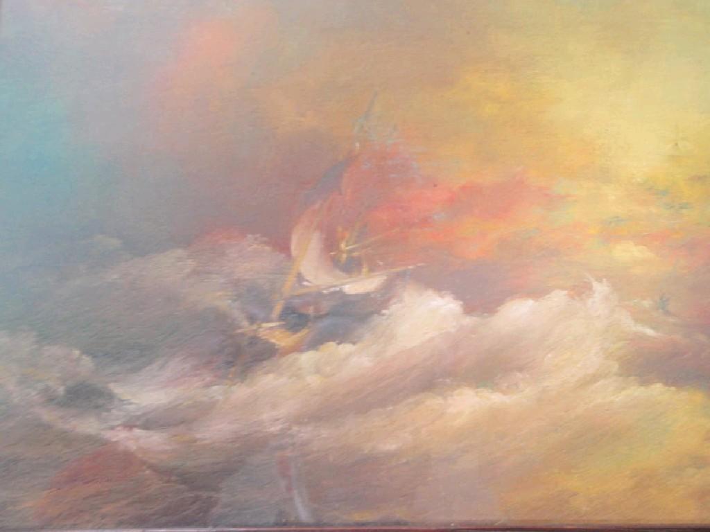 Appraisal: Style of Turner thC thC oil on board sailing vessel