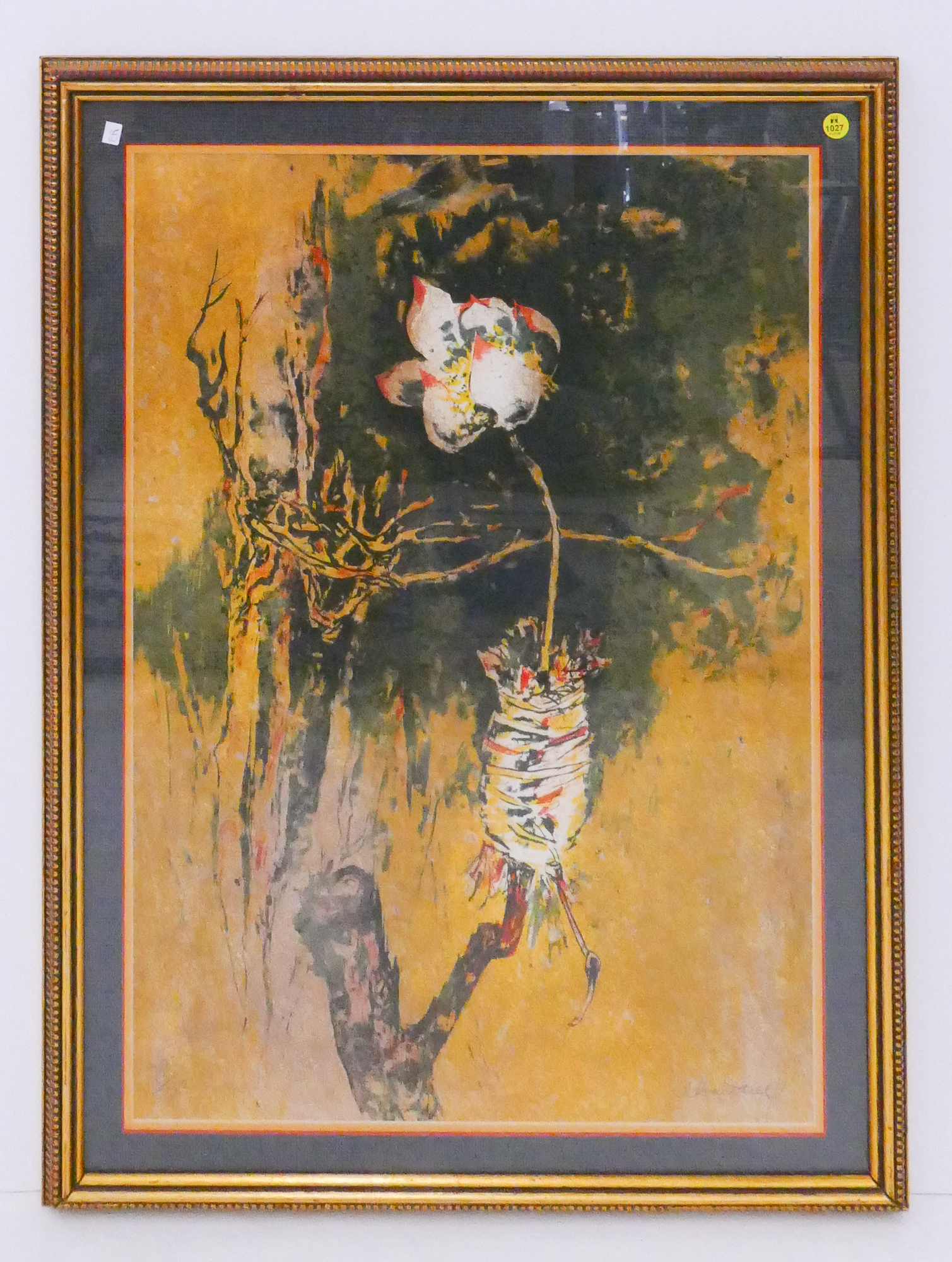 Appraisal: Hoi Lebadang 'Lotus Blossoms' S N Lithograph Gallery Framed- x