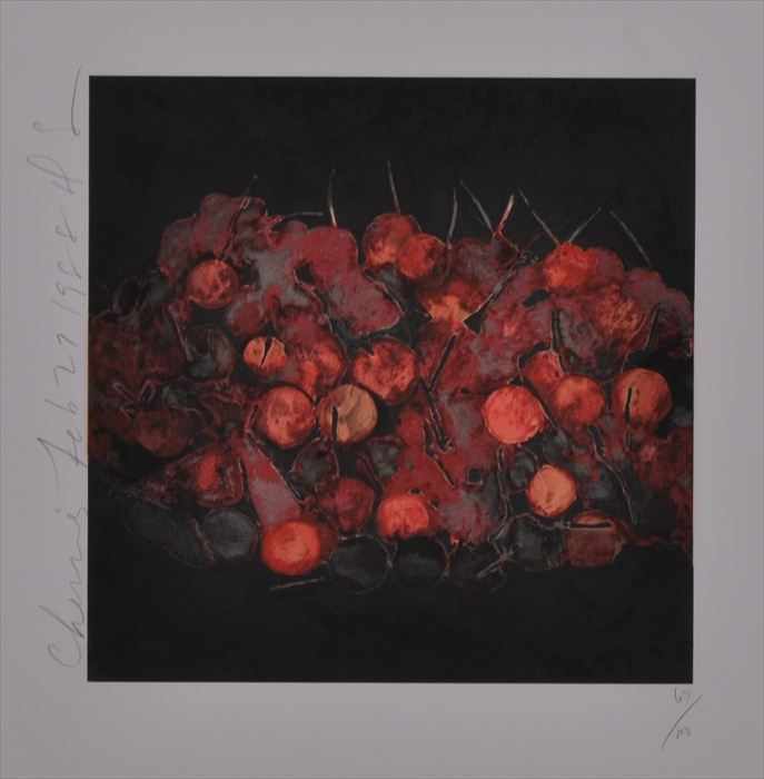 Appraisal: DONALD SULTAN b CHERRIES Silkscreen print x in titled initialed