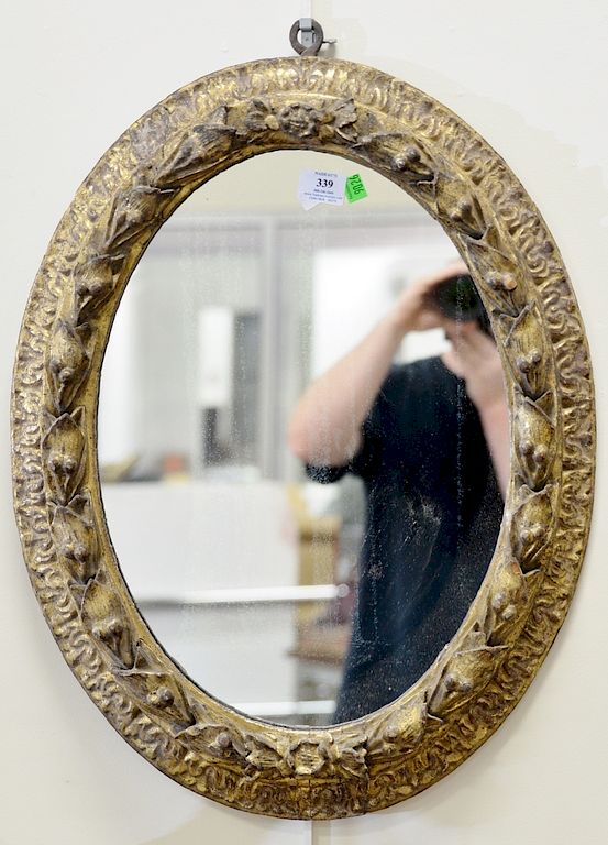 Appraisal: Oval gilt framed mirror possibly th century x Oval gilt