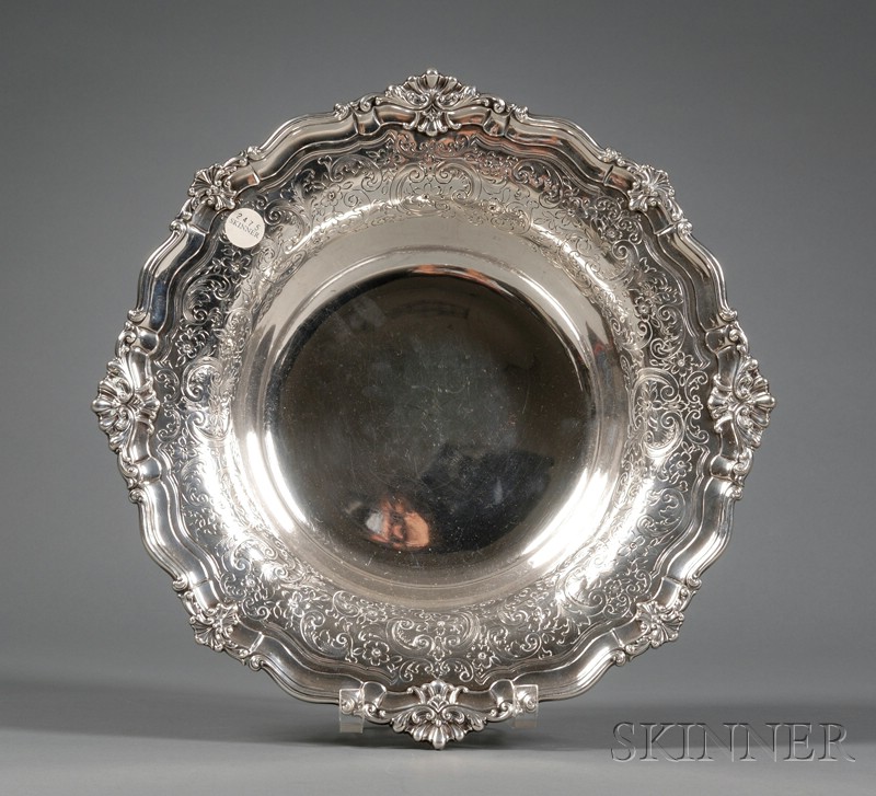 Appraisal: Large Graff Washbourne Dunn Engraved Sterling Center Bowl early th