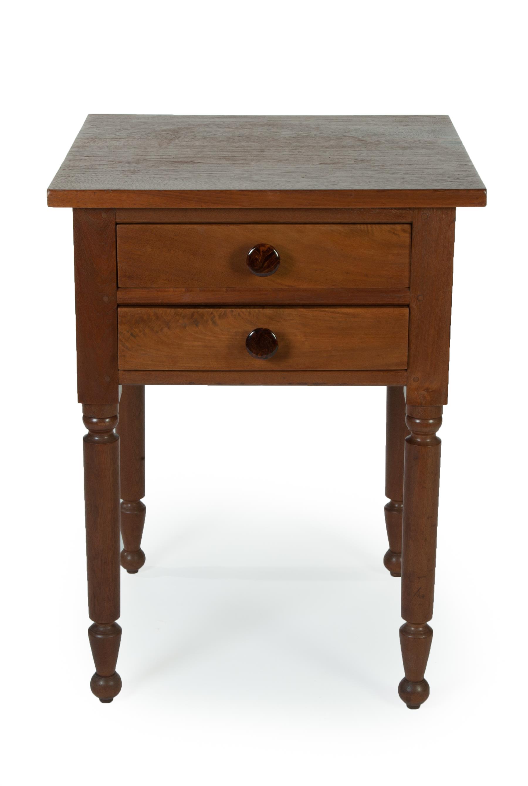 Appraisal: LATE SHERATON TWO-DRAWER WORK TABLE American nd quarter- th century