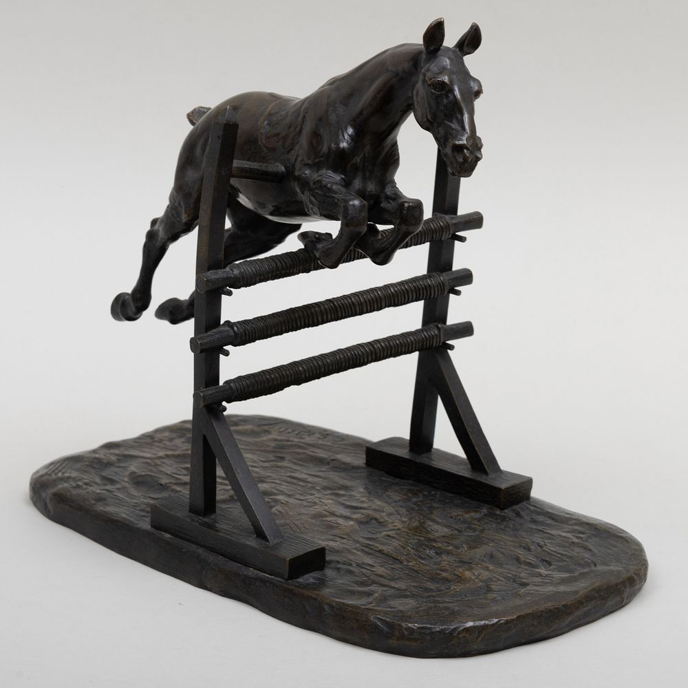 Appraisal: Gaston D'Illiers - Cheval la barri re Bronze signed 'G