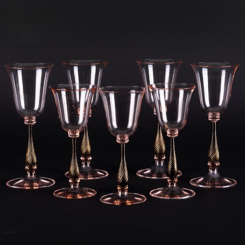 Appraisal: Group of Murano Glass Stemware Unmarked Comprising Four wine glassesThree