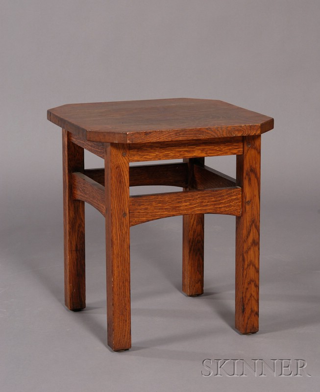 Appraisal: L J G Stickley Cut-Corner Tabouret Oak New York -