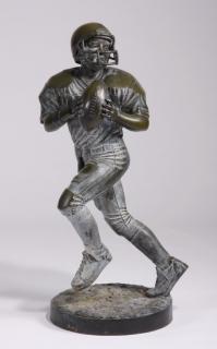 Appraisal: Bronze sculpture of a football player h Contemporary cast bronze