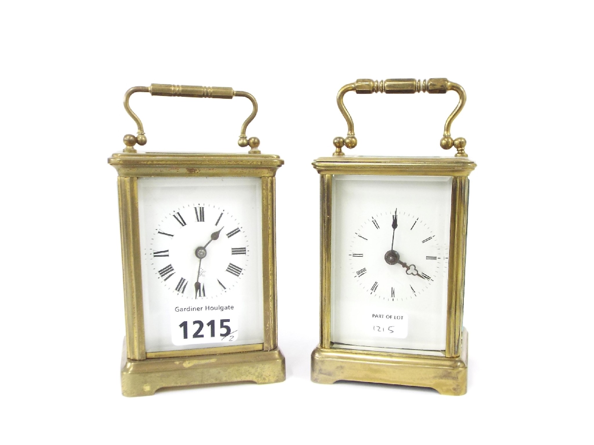 Appraisal: Two French carriage timepieces both in brass corniche cases high