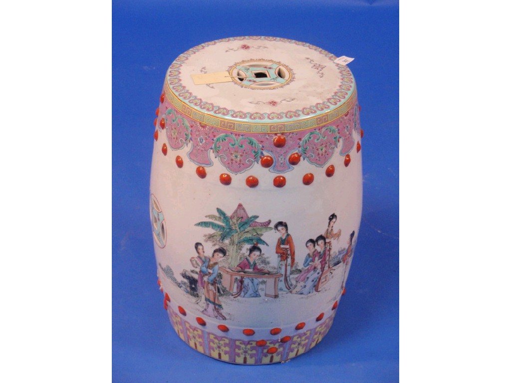 Appraisal: A thC Chinese porcelain garden seat painted with a scene