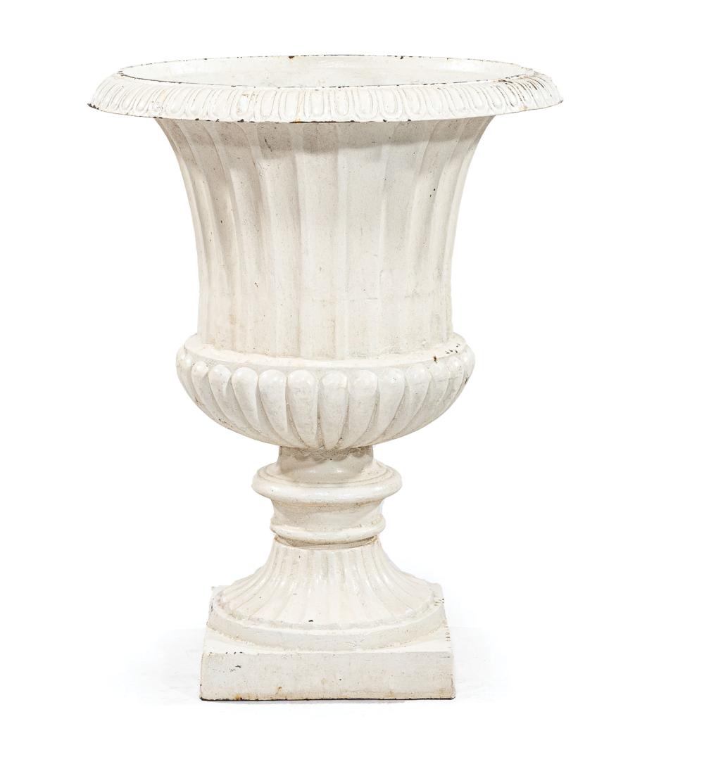 Appraisal: Large Cast Iron Campagna Urn now in white paint h