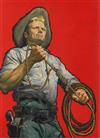 Appraisal: GEORGE GROSS Dangerous Cowboy Gouache on board x mm x