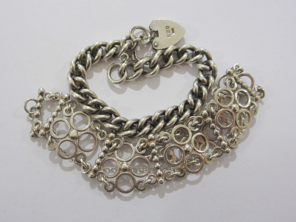 Appraisal: Two silver bracelets