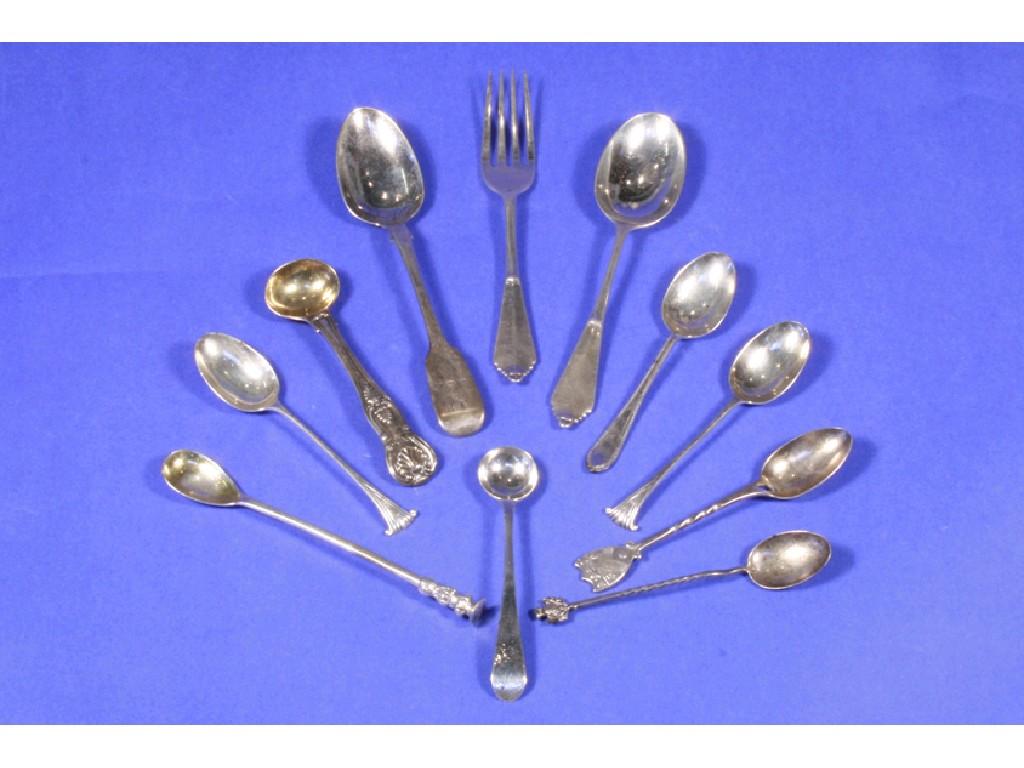 Appraisal: A MIXED LOT OF FLATWARE comprising a set of nine