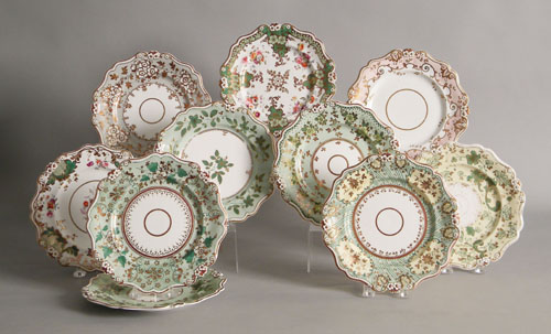 Appraisal: Ten painted porcelain plates with painted floral decoration dia