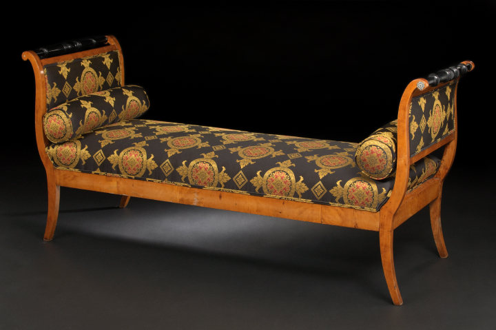 Appraisal: Biedermeier Fruitwood and Ebonized Window Seat mid- th century the