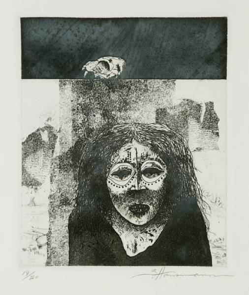 Appraisal: Hausmann th century Mask n d Etching on wove paper