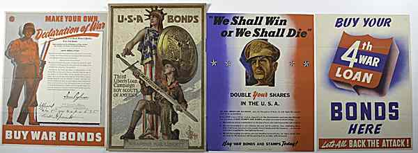 Appraisal: Group of Eight War Bonds Posters War bond drive posters