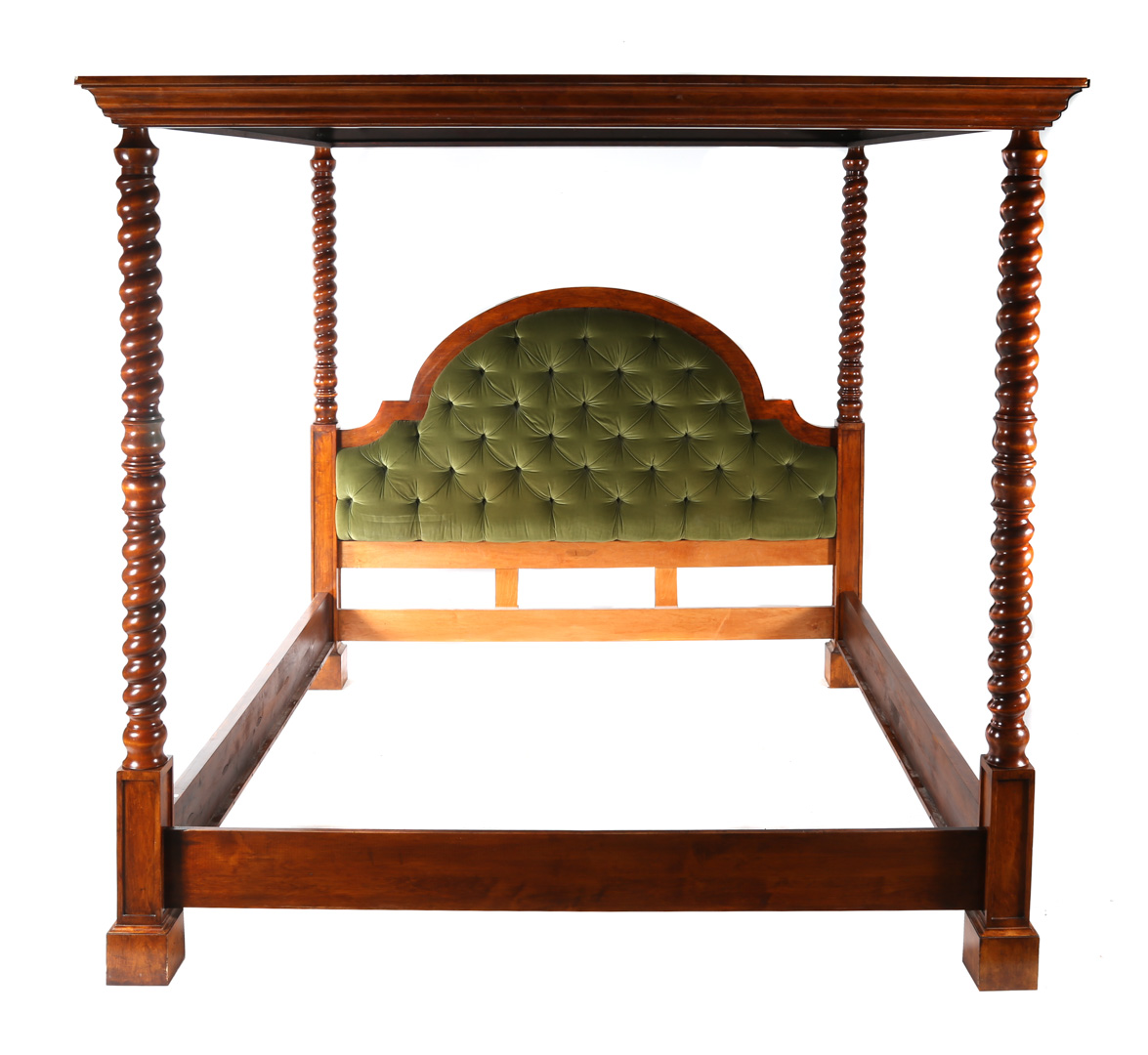 Appraisal: Cabinet made stained maple canopy bed th century David Wiesand