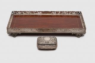 Appraisal: English Silver Galleried Tray together with an English Silver Box