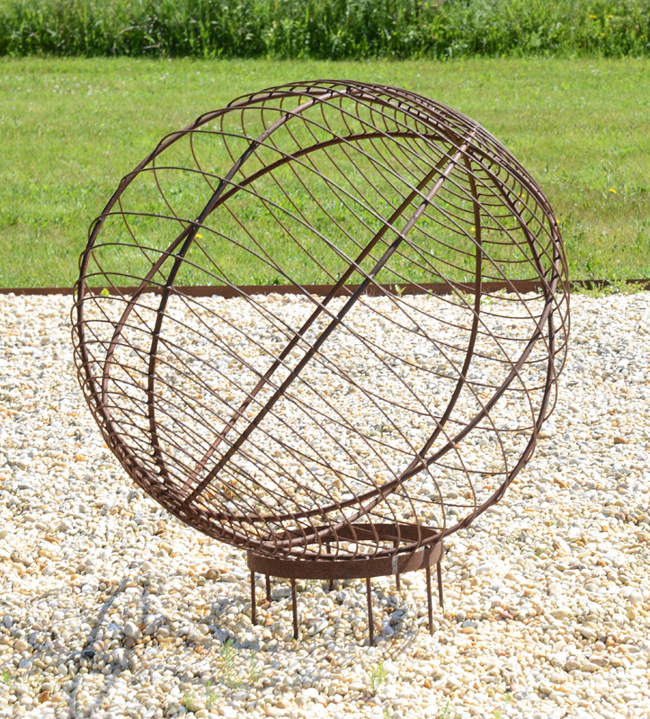 Appraisal: METAL GARDEN SPHERE Raised on a circular base x in