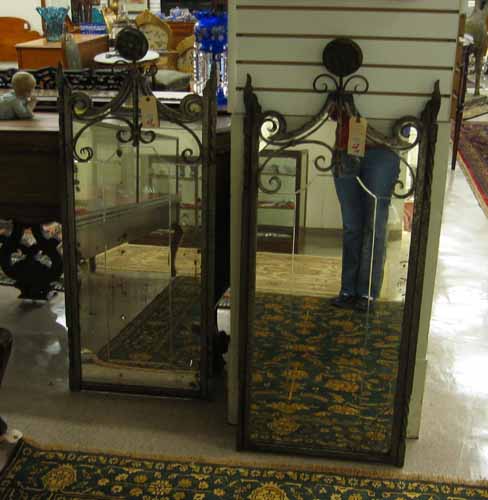 Appraisal: PAIR AMERICAN ARTS AND CRAFTS MIRRORS Each has hand forged