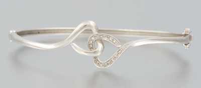 Appraisal: A Ladies' Heart Design Bangle Bracelet k white gold bangle