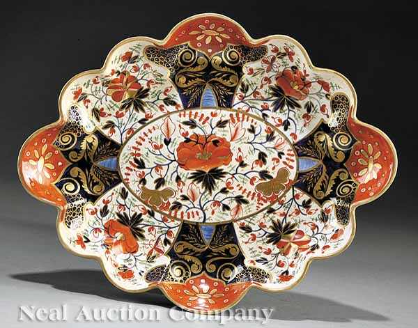 Appraisal: A Crown Derby Porcelain Scalloped Serving Dish c decorated in