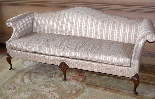 Appraisal: Title Chippendale-Style Camel Back Sofa with cabriole legs and pad