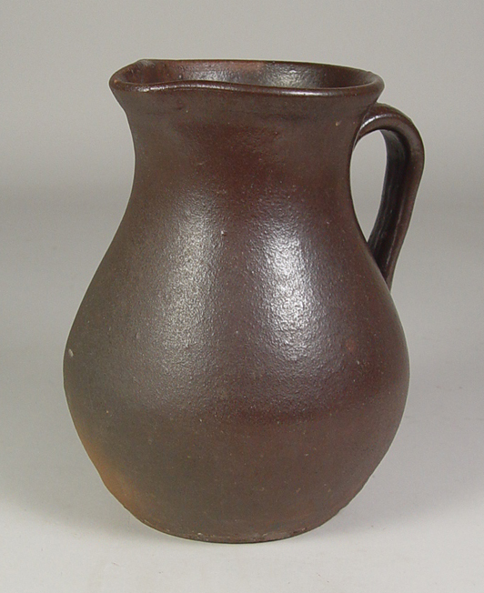 Appraisal: Stoneware Pitcher Mid th Century probably Virginia Applied handle Ovoid