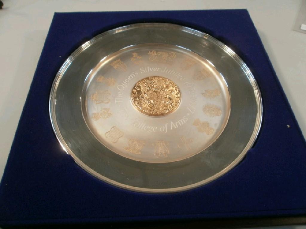 Appraisal: A Danbury Mint silver and silver gilt commemorative arms plate